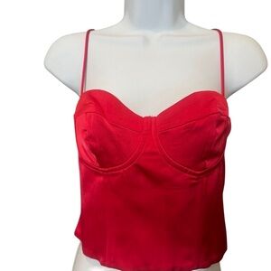 Jason Wu Red Satin Corset Crop Top SzS